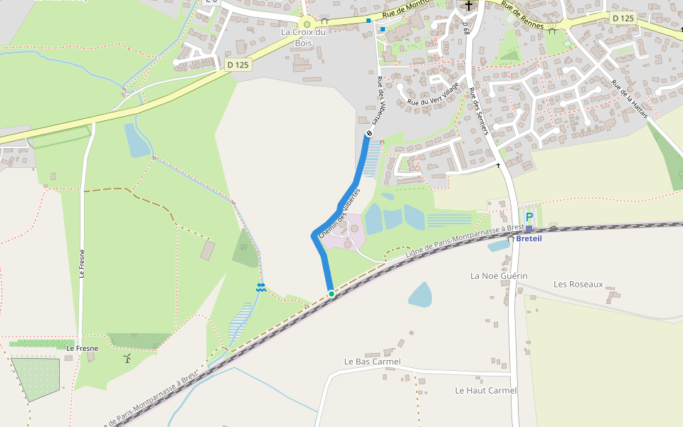 Chemin des Vilbertes walking route map in Breteil