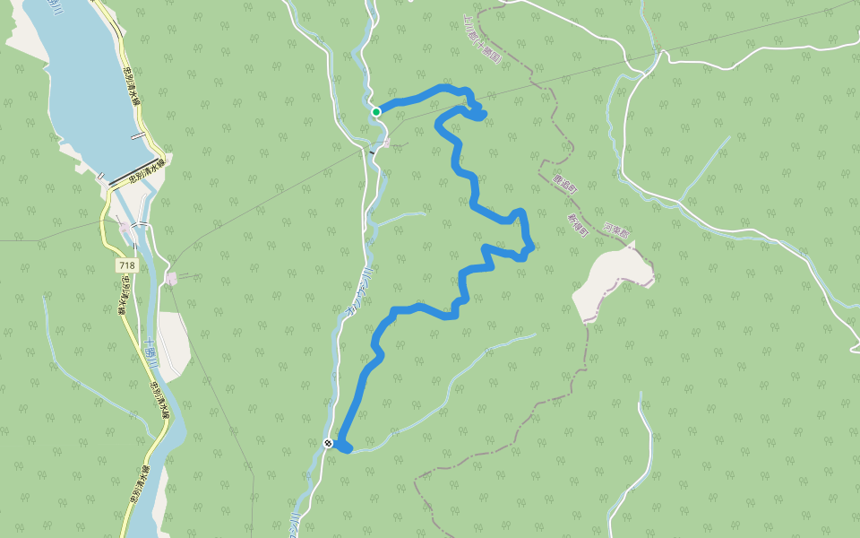 湯の沢林道 walking route map in Shintoku
