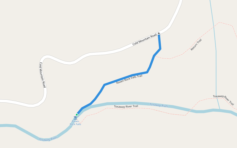 Raven Rock Falls Trail walking route map in Lake Toxaway