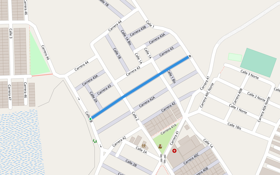 Carrera 42B walking route map in Popayán