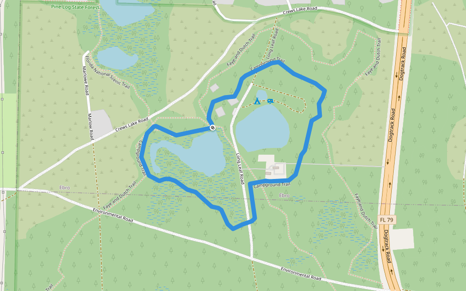 Campground Trail walking route map in Ebro