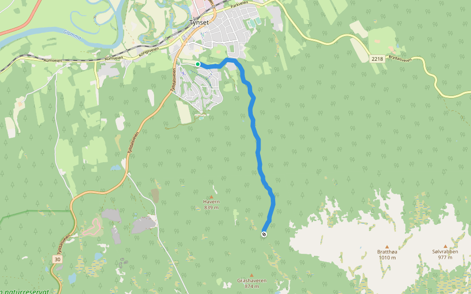 Skardløypa walking route map in Tynset