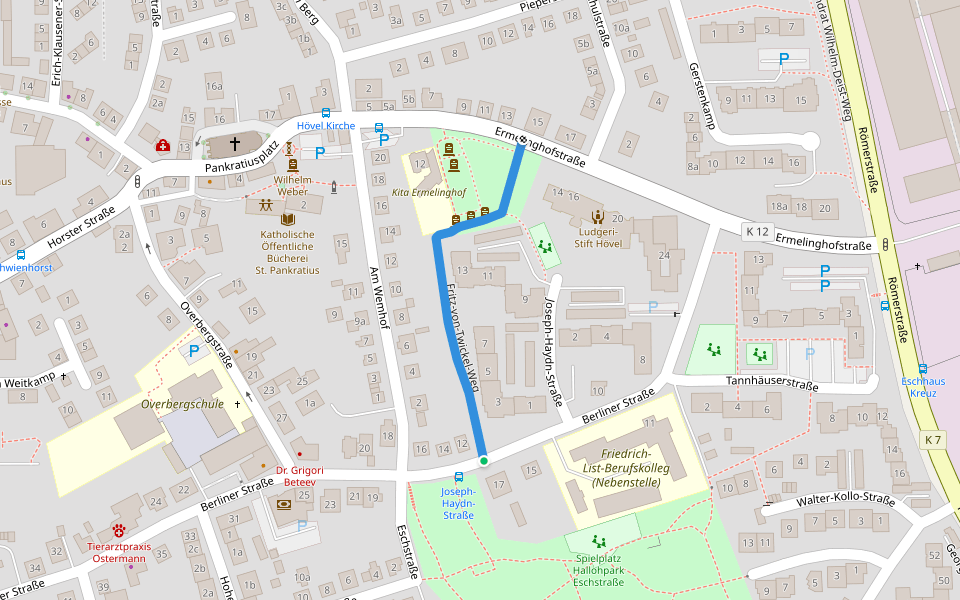 Fritz-von-Twickel-Weg walking route map in Hamm