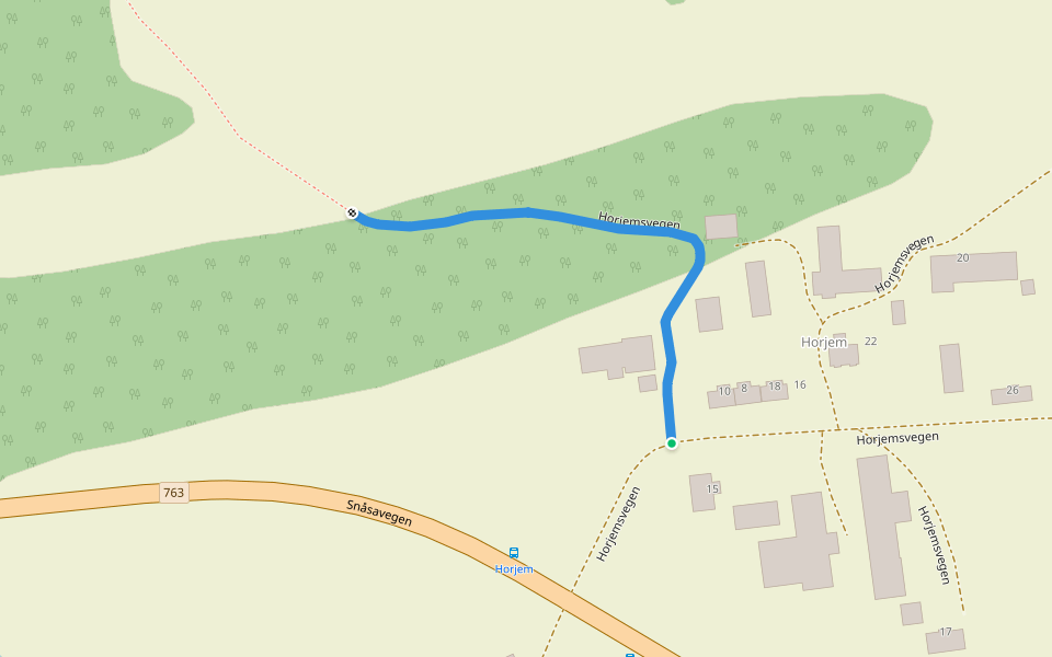 Horjemsvegen walking route map in Vegset