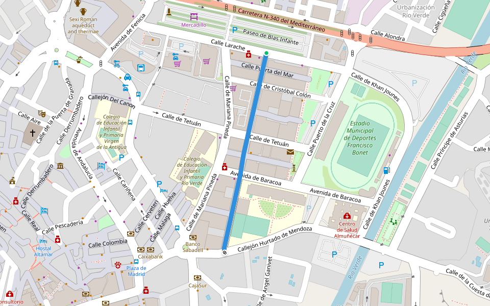 Calle Pintor Manuel Rivera walking route map in Almuñécar