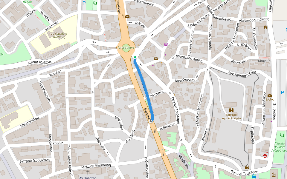 Πολυτεχνείου walking route map in Preveza