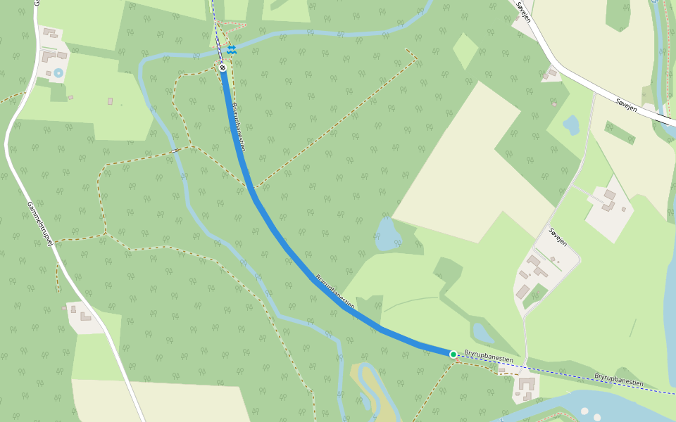 Bryrupbanestien walking route map in Østbirk