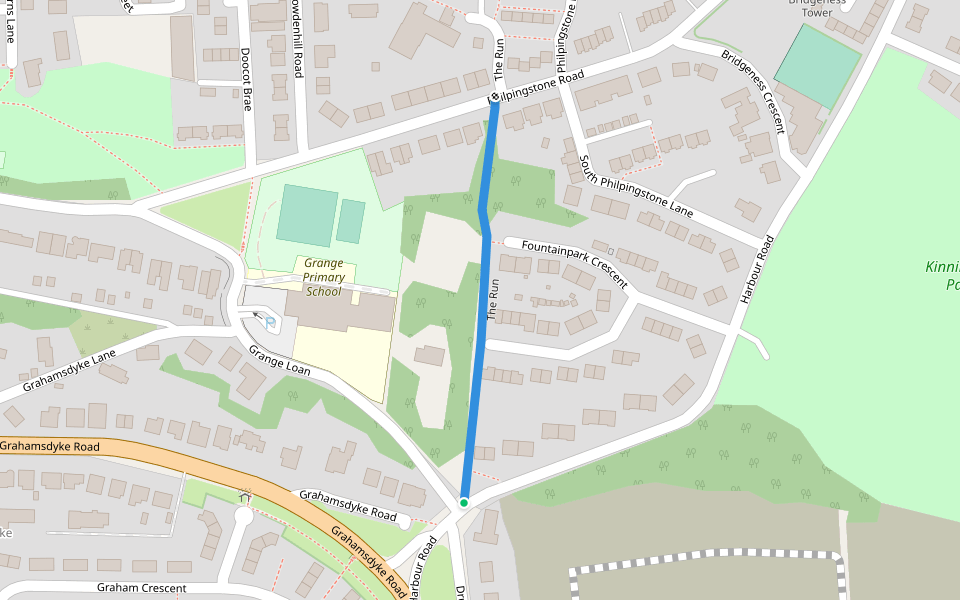 The Run walking route map in Bo'ness