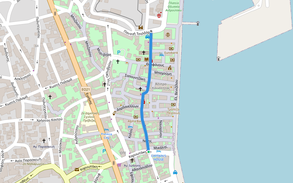 Εθνικής Αντιστάσεως walking route map in Preveza