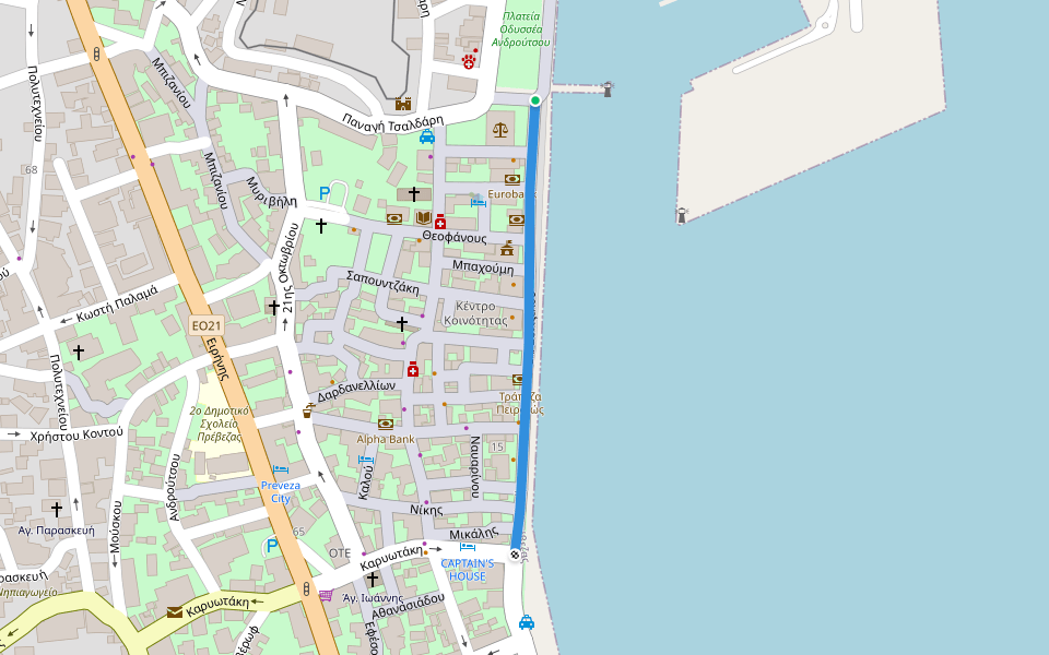 Ελ. Βενιζέλου walking route map in Preveza