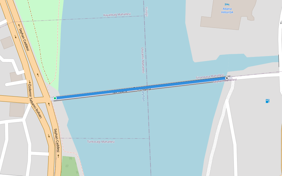 Taș Köprü walking route map in Adana