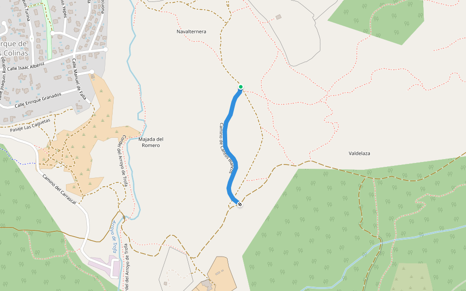 Camino de Cantos Blancos walking route map in Hoyo de Manzanares