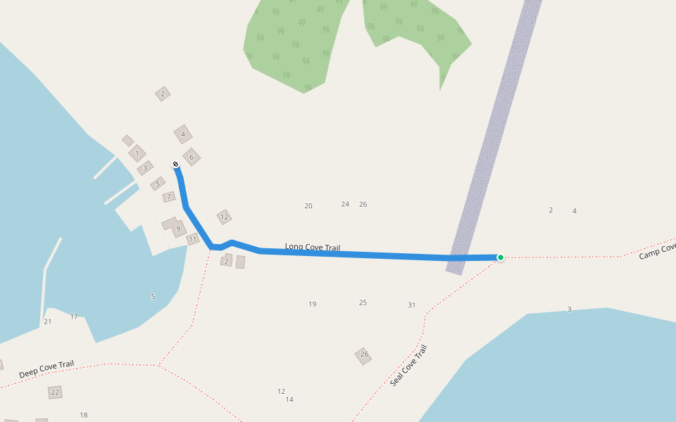 Long Cove Trail walking route map in Matinicus