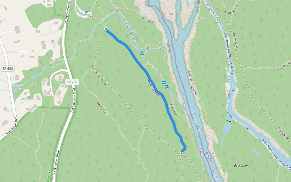 Matildaville Trail walking route map in McLean