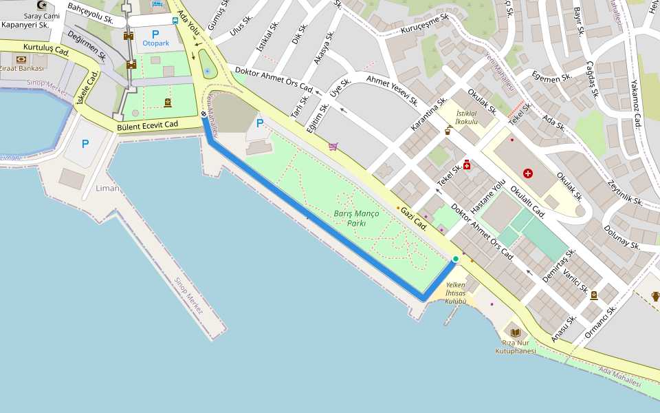 Aşıklar Caddesi walking route map in Sinop