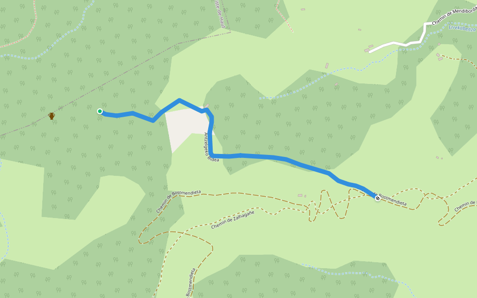 Antzelgeko Bidea walking route map in Lacarry-Arhan-Charritte-de-Haut