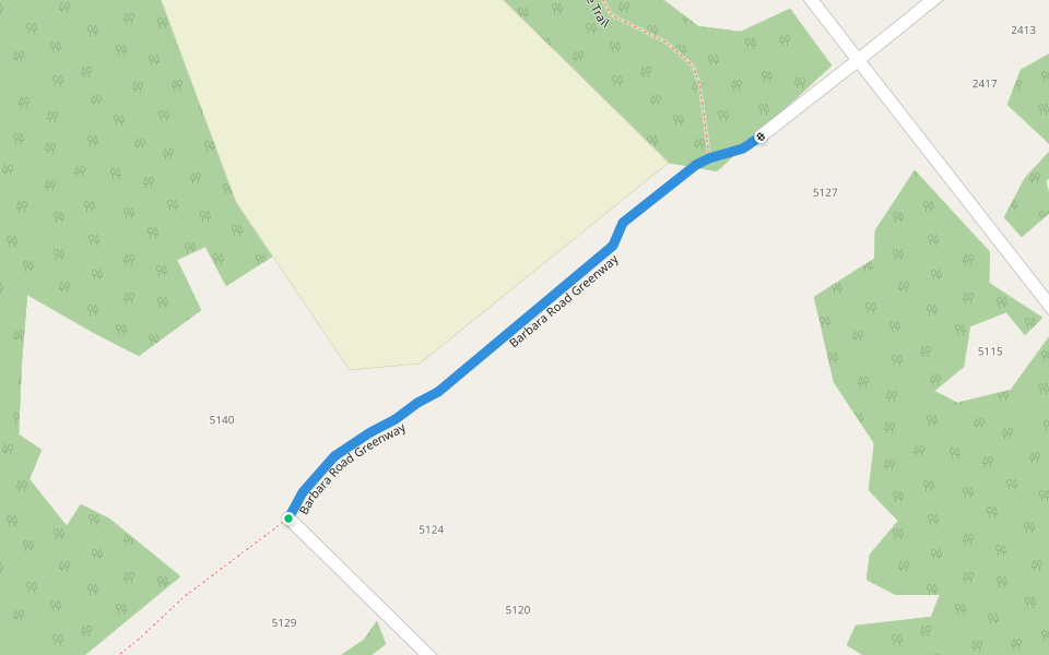 Barbara Road Greenway walking route map in Courtenay