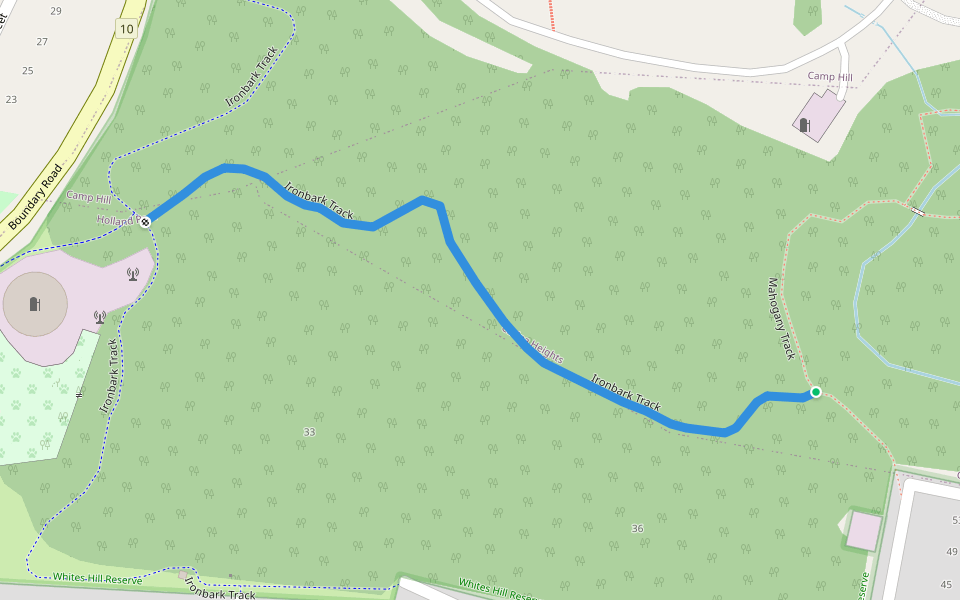 Ironbark Track walking route map in Holland Park