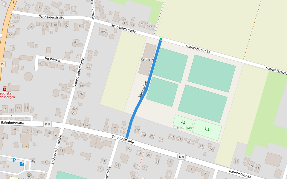 Königsallee walking route map in Landesbergen