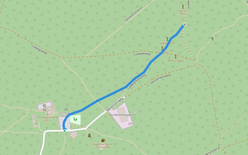 Ludwigshöhpfad walking route map in Darmstadt