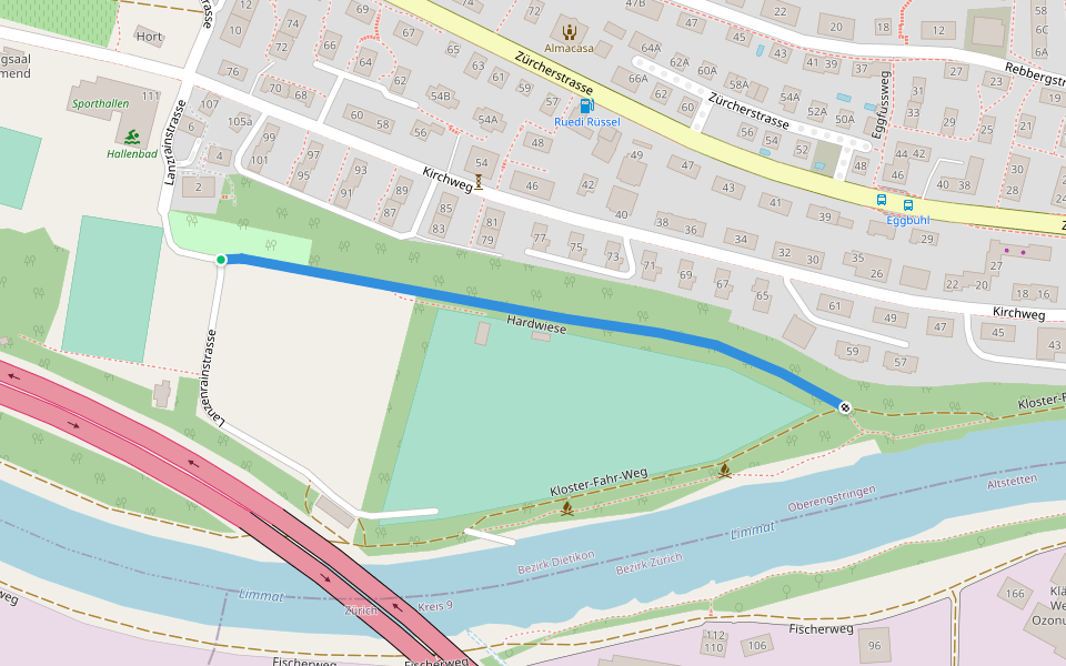 Hardwiese walking route map in Oberengstringen