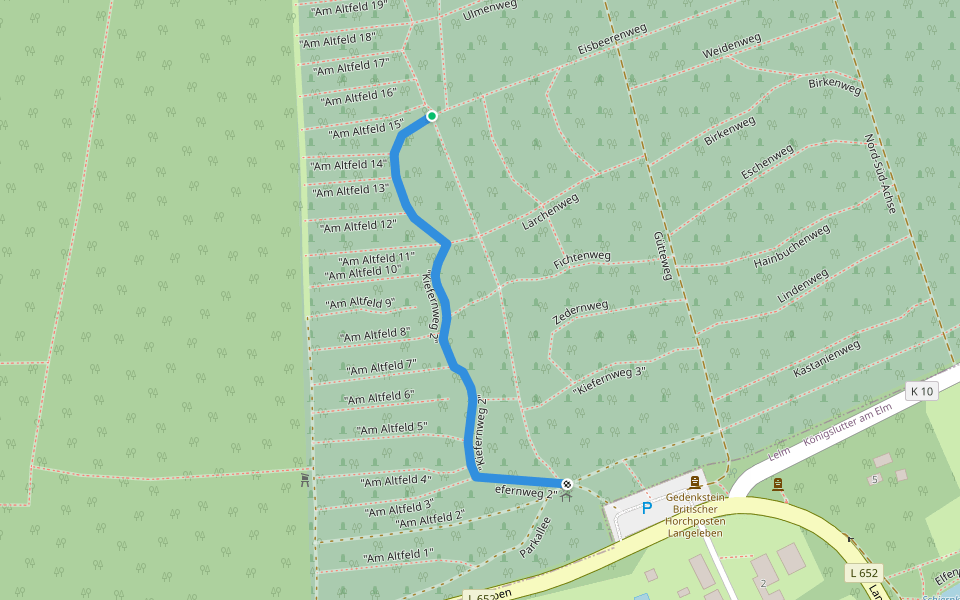 "Kiefernweg 2" walking route map in Königslutter