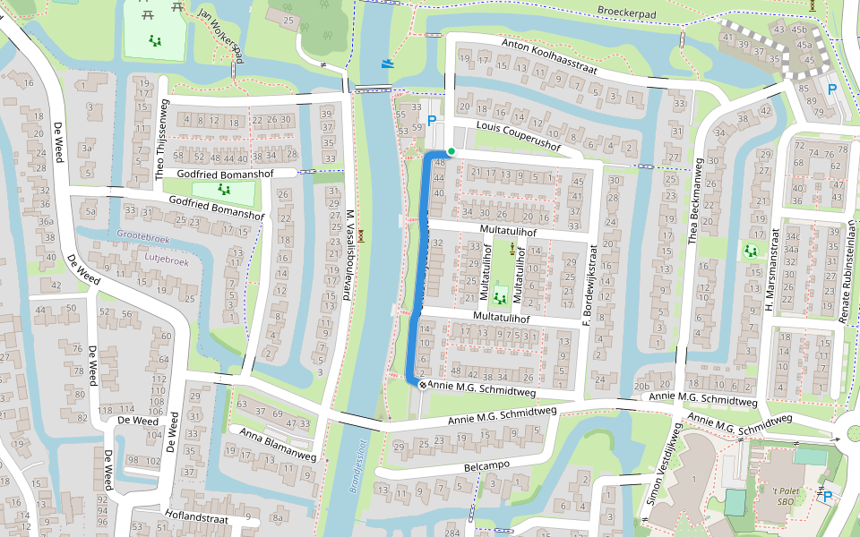 Bertus Aafjesboulevard walking route map in Grootebroek