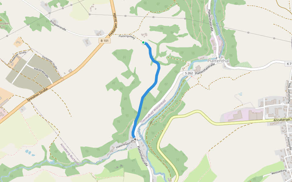 Plattengutweg walking route map in Thermalbad Wiesenbad
