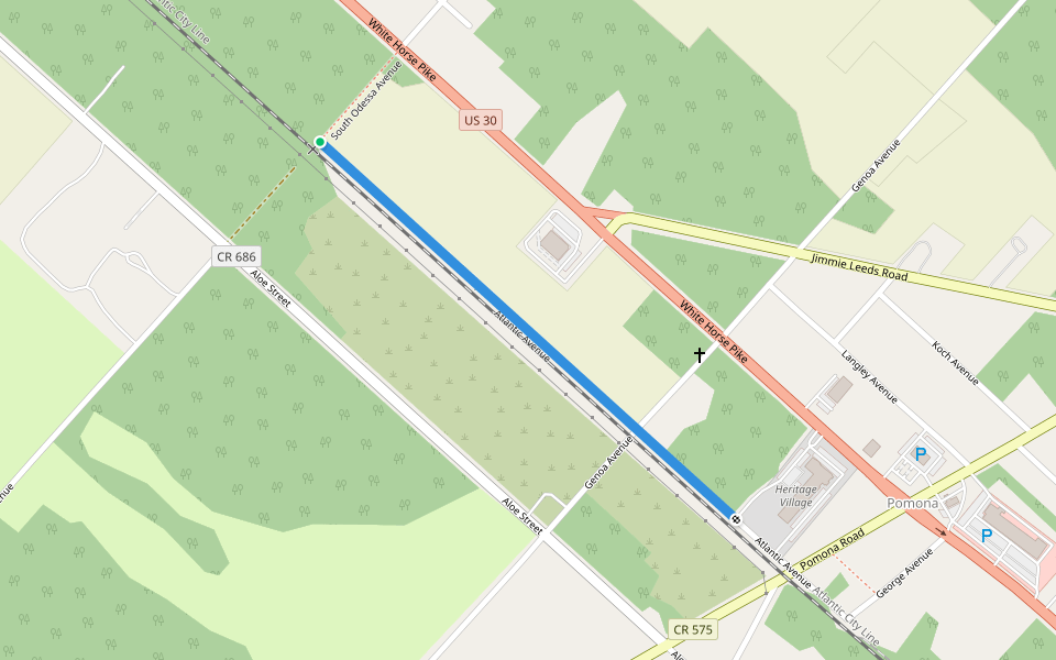 Atlantic Avenue walking route map in Egg Harbor City