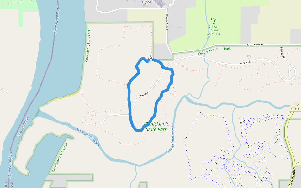 Yellow Trail walking route map in River Falls