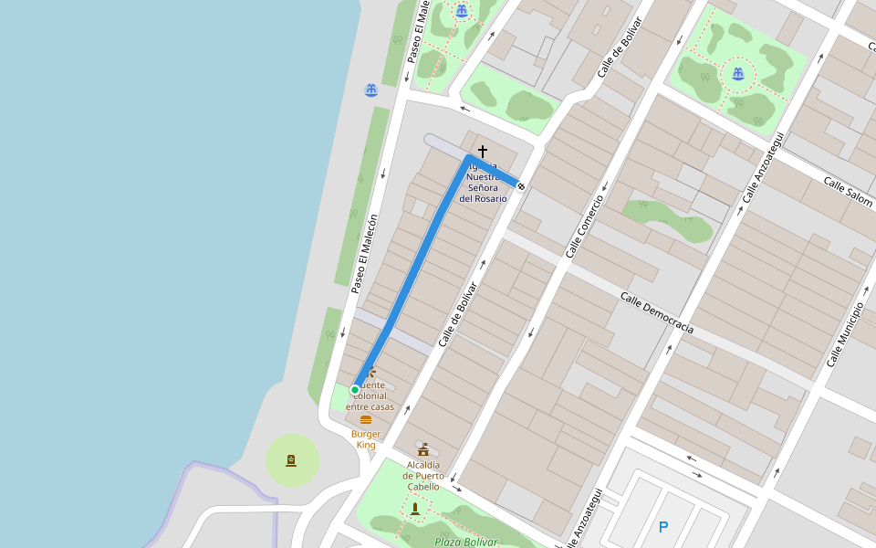 Calle de Los Lanceros walking route map in Puerto Cabello