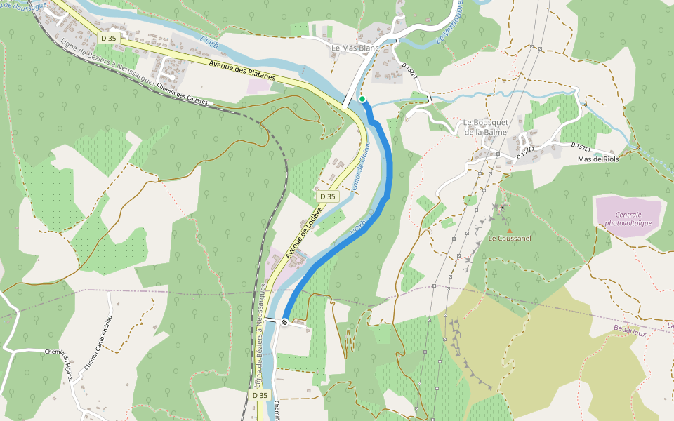 Chemin de Bédarieux au Mas Blanc walking route map in La Tour-sur-Orb