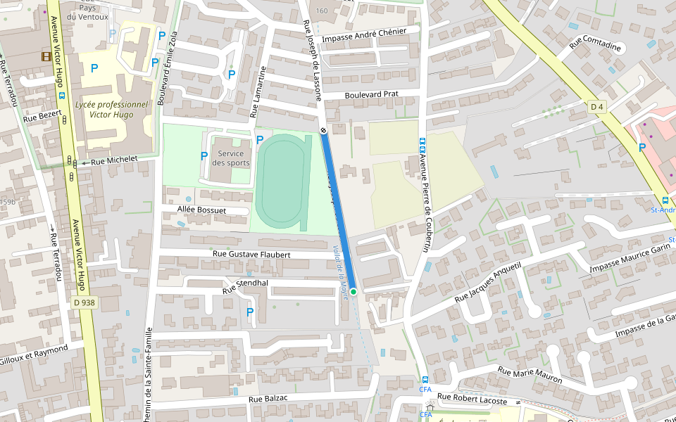 Rue Joseph de Lassone walking route map in Carpentras