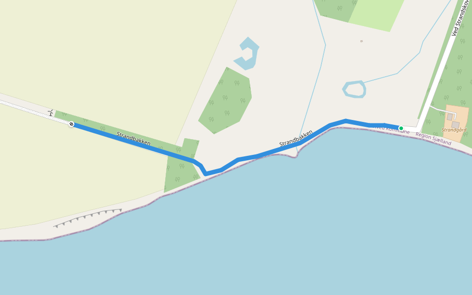 Strandbakken walking route map in Karrebæksminde