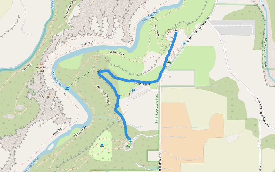 Rim Rock Trail walking route map in Terrebonne