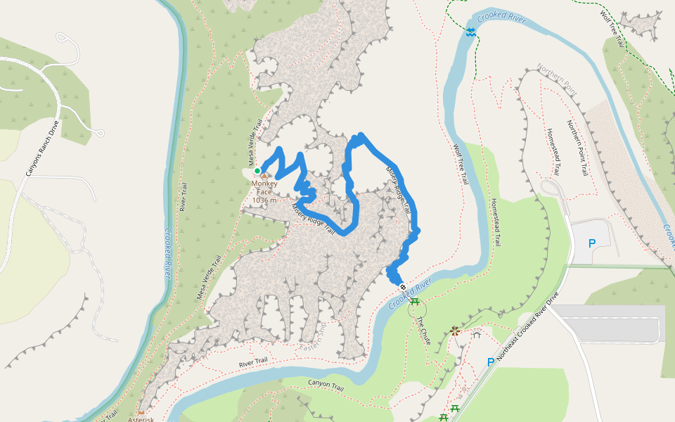 Misery Ridge Trail walking route map in Terrebonne