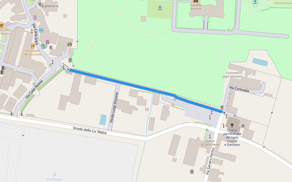 Strada della Chiesa walking route map in Grazzano Visconti