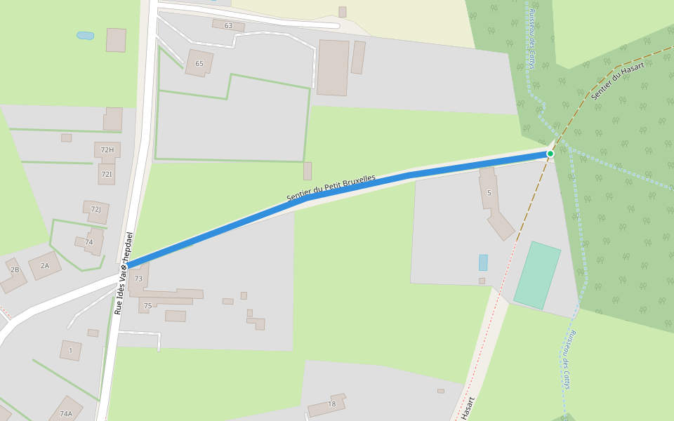 Sentier du Petit Bruxelles walking route map in Braine-le-Château