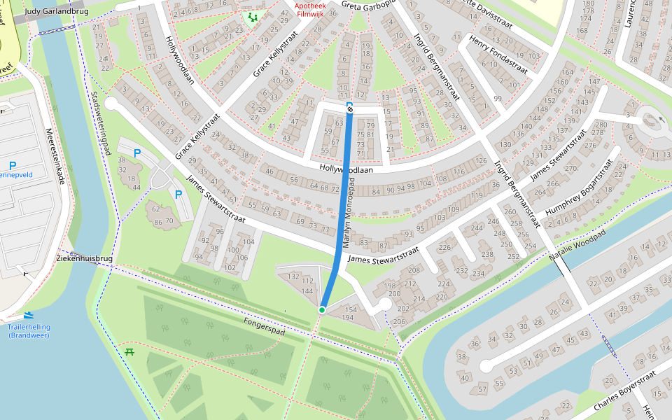 Marilyn Monroepad walking route map in Almere