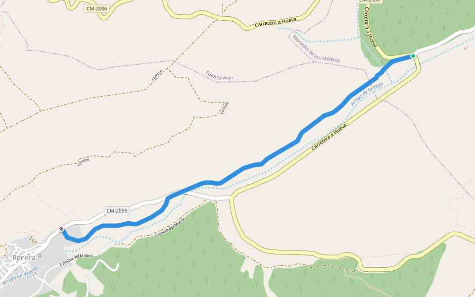 Sendero del arroyo walking route map in Moratilla de los Meleros