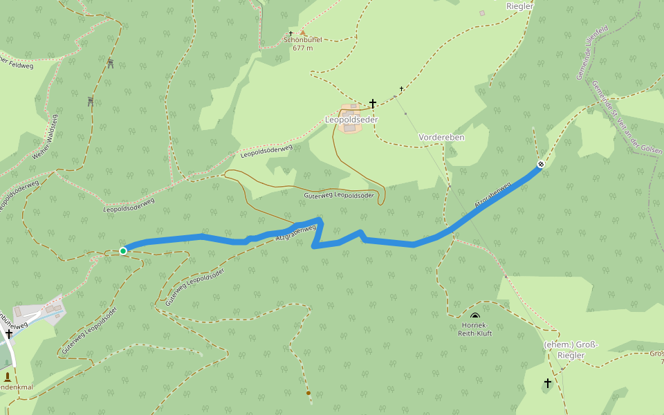 Atzgrabenweg walking route map in Lilienfeld