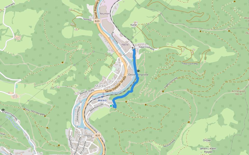 Waldsteig walking route map in Lilienfeld