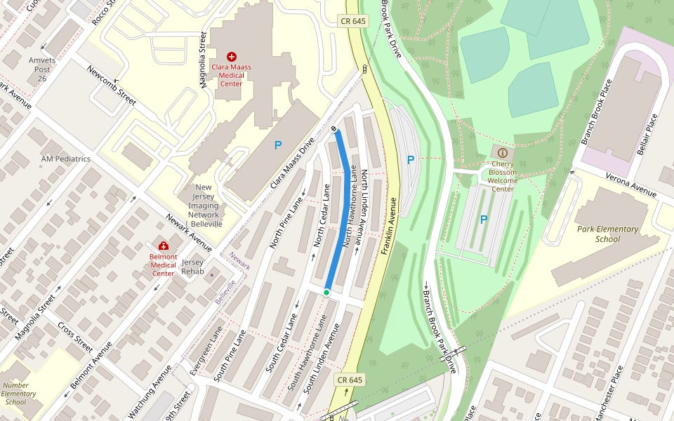 North Hawthorne Lane walking route map in Newark