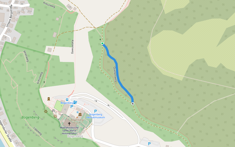 Quellenweg walking route map in Bogen