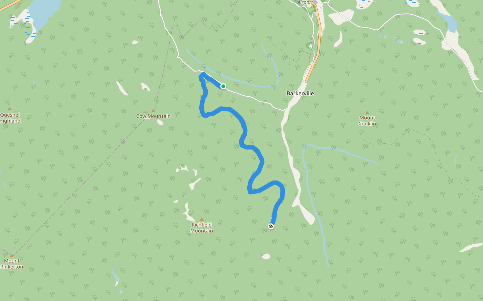 Goldfields Ditch/Barkerville Boneshaker Route walking route map in Wells