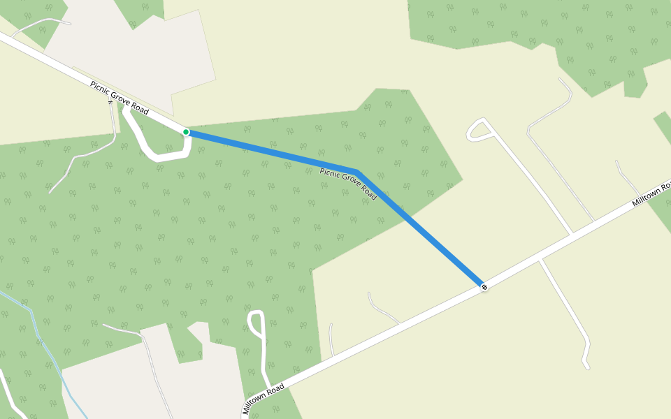 Picnic Grove Road walking route map in Frenchtown