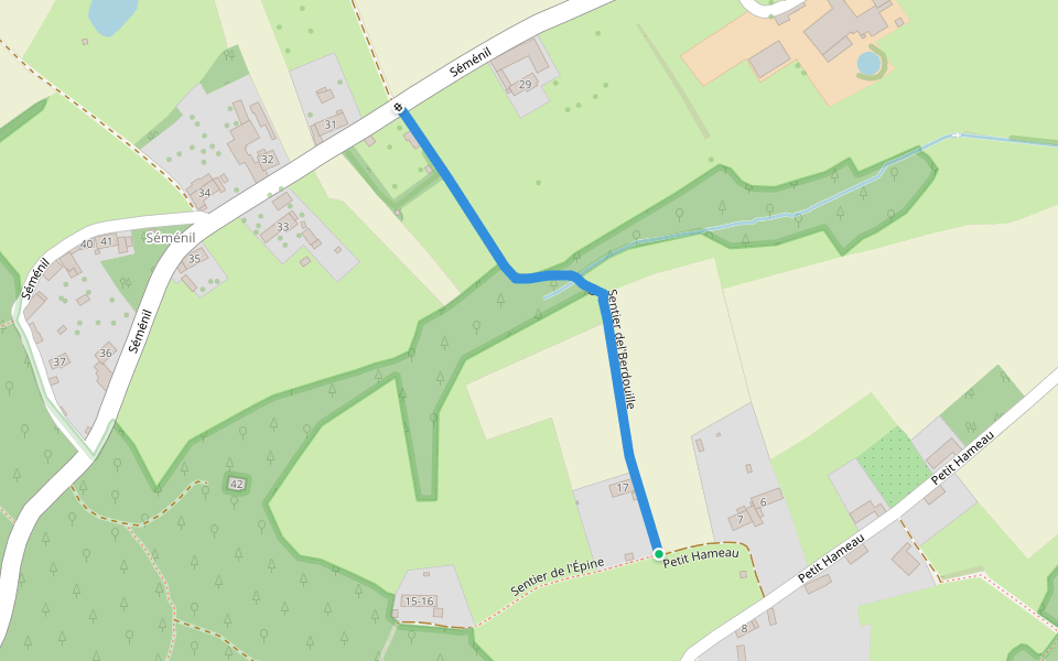 Sentier del'Berdouille walking route map in Ellezelles