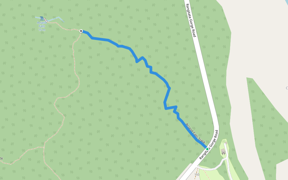 Acland Falls Track walking route map in Peel Forest