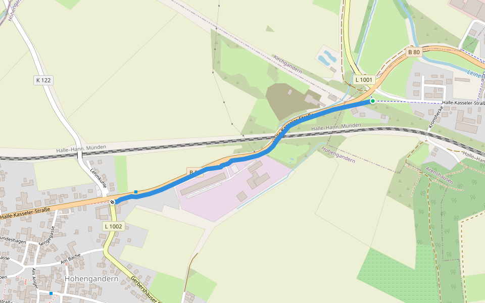 Halle-Kasseler-Straße walking route map in Arenshausen