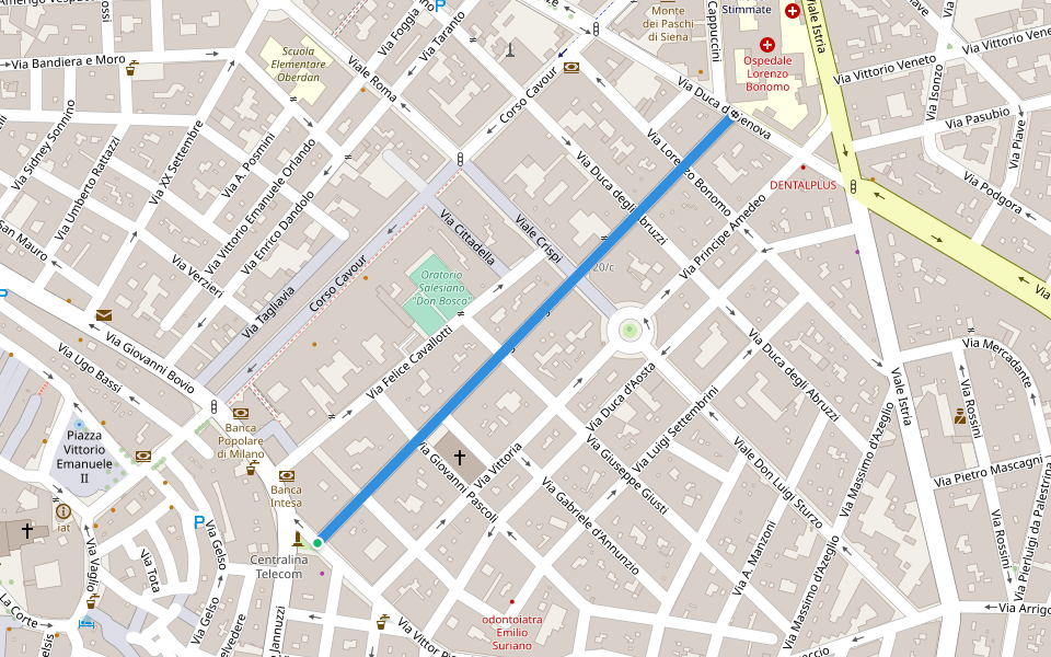 Via Regina Margherita walking route map in Andria